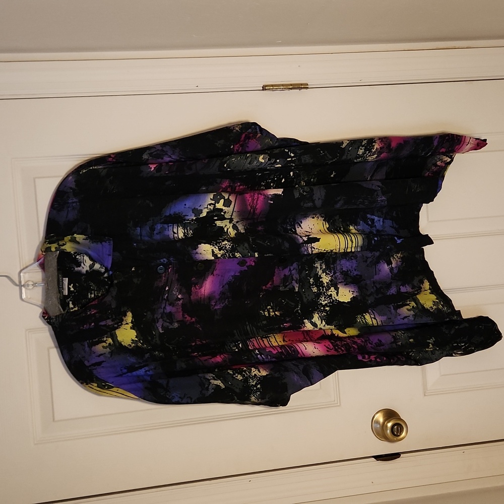 Carol Turner Art Block Button Front Poncho Style Top, sz OS